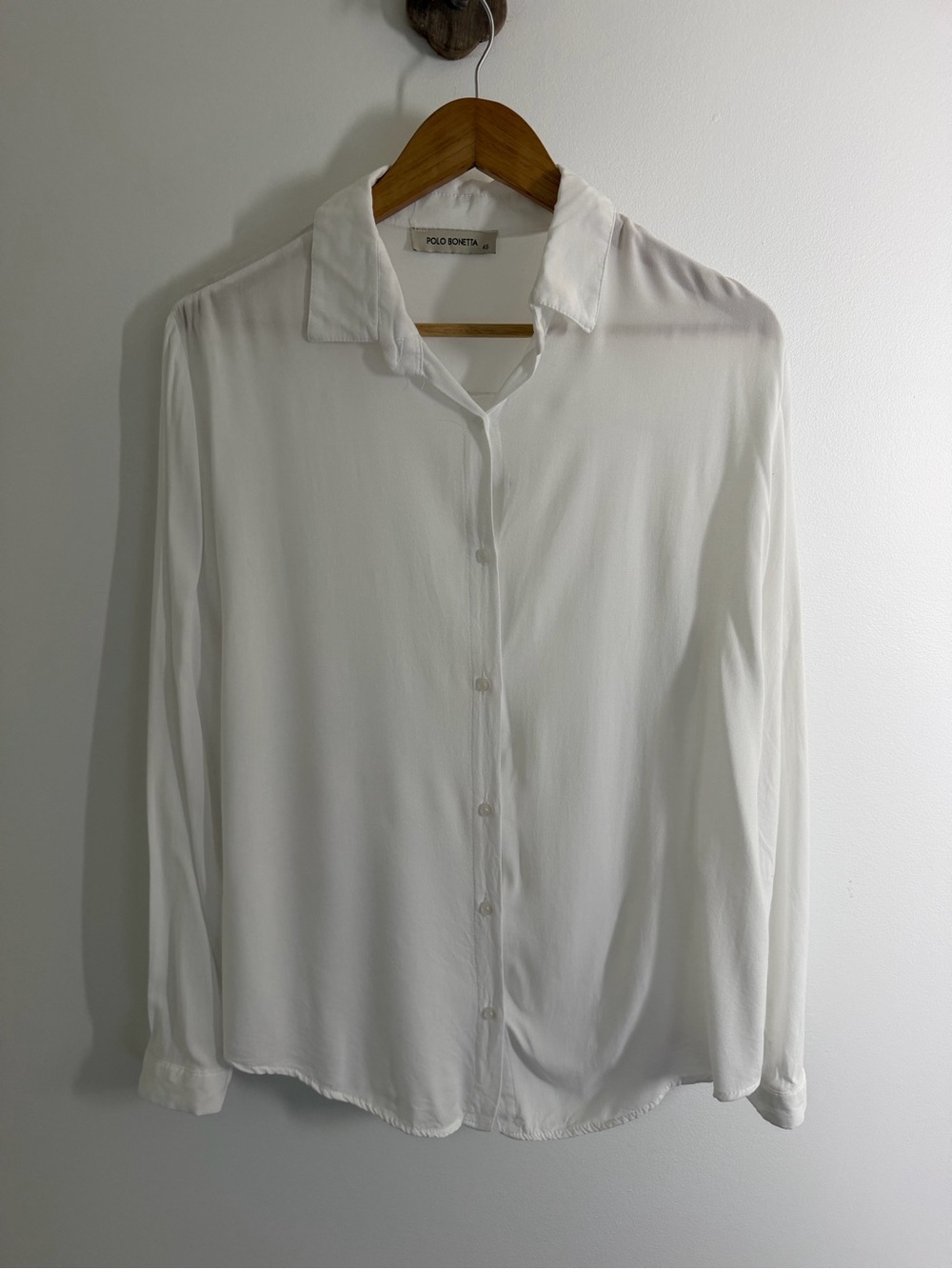 White Viscose Button Down Shirt Relaxed Oversized XL